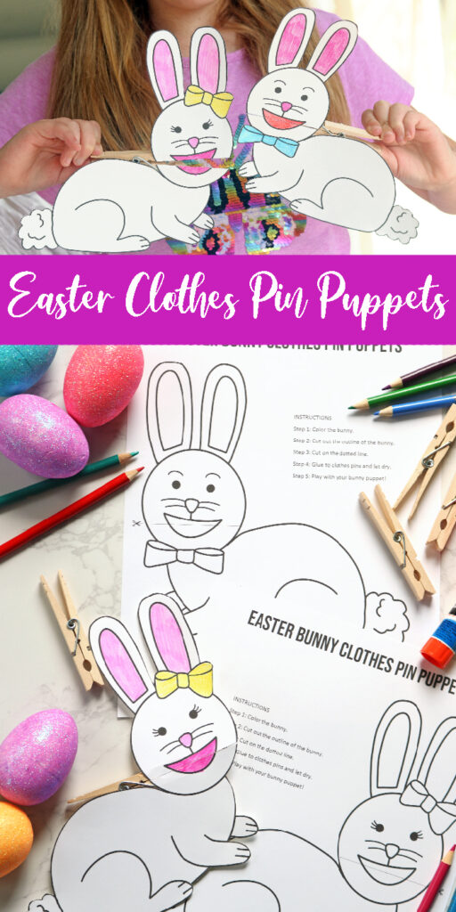 Easter Printable Puppet Craft for Kids is a fun and easy way to let your kids get to have some fun and pass the time away with these clothespin puppets. #passion4savings #puppet #printable #easter #bunny #forkids #fun #free printable easter bunny