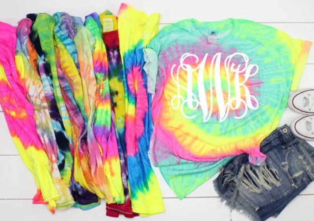 monogram tie dye tees