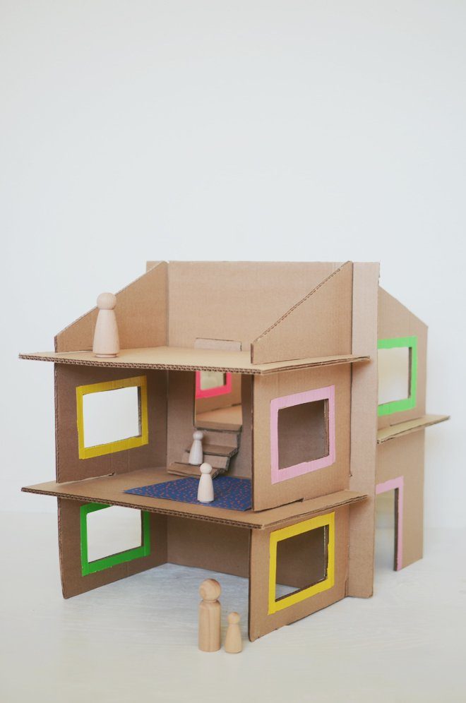 cardboard dollhouse out of recycled box