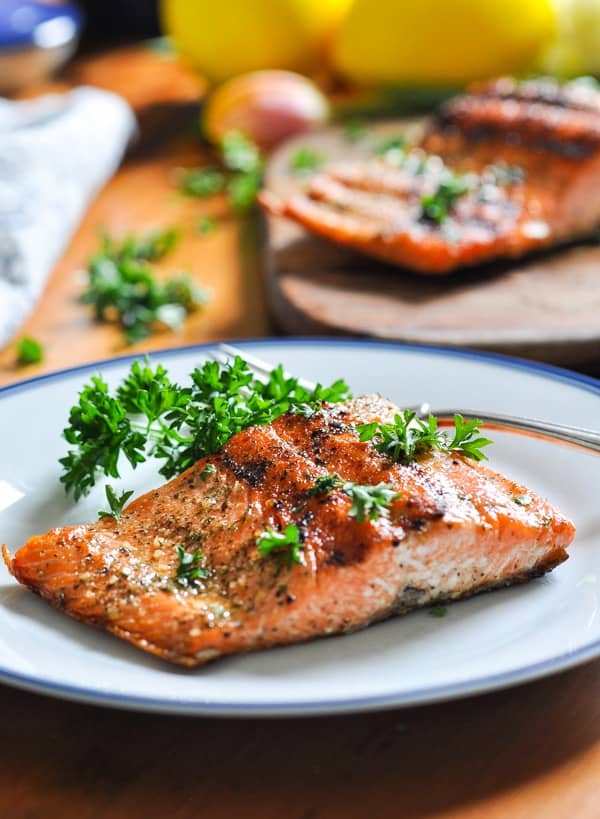 grilled salmon on a plate 