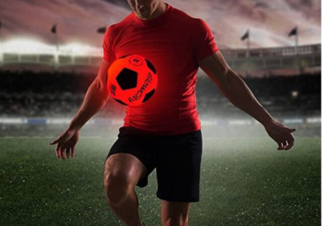 Light Up Soccer Balls on Sale - Man Kicking a Light Up Soccer Ball
