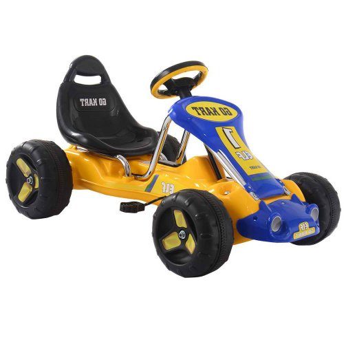 Pedal Go Kart on Sale - 4 Wheel Racer Pedal Car Yellow and Blue 