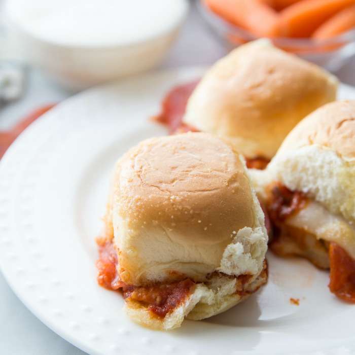pizza sliders on a plate 
