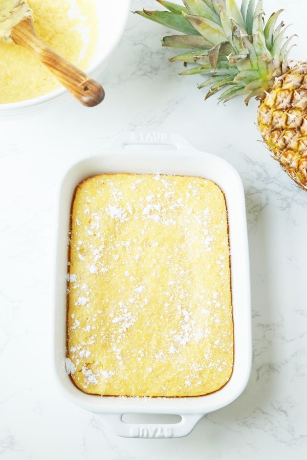 pineapple cake in pan 