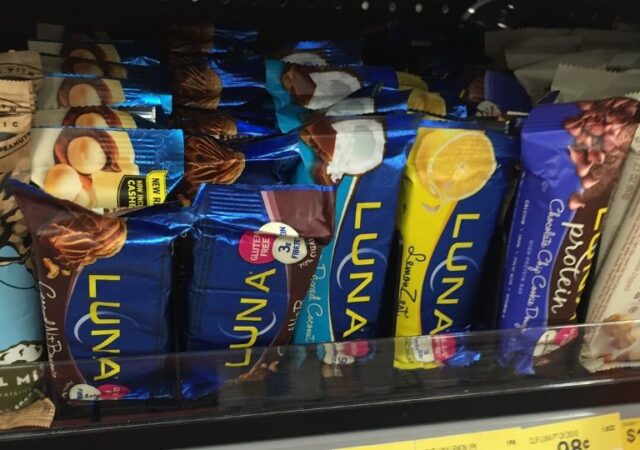 free luna bar - luna bars on shelf in store