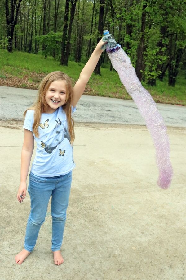 blowing bubbles outside