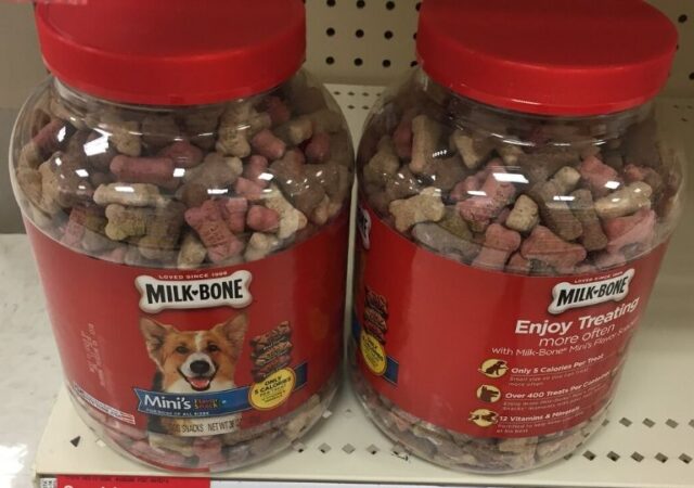 Amazon Pet Food Coupon - milk-bone dog treats on shelf