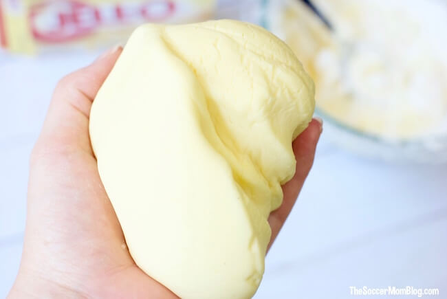 pudding slime being held in hand