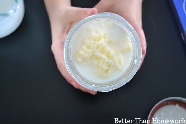 milk and butter in a glass jar 