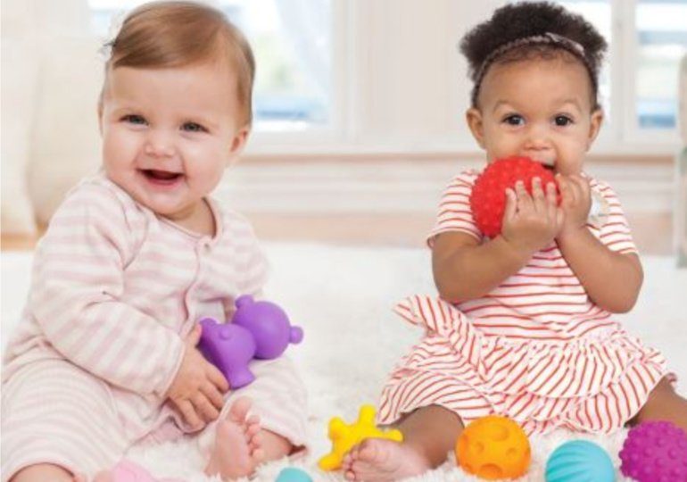 FREE Infantino Product Testing - Two Babies playing with Toys
