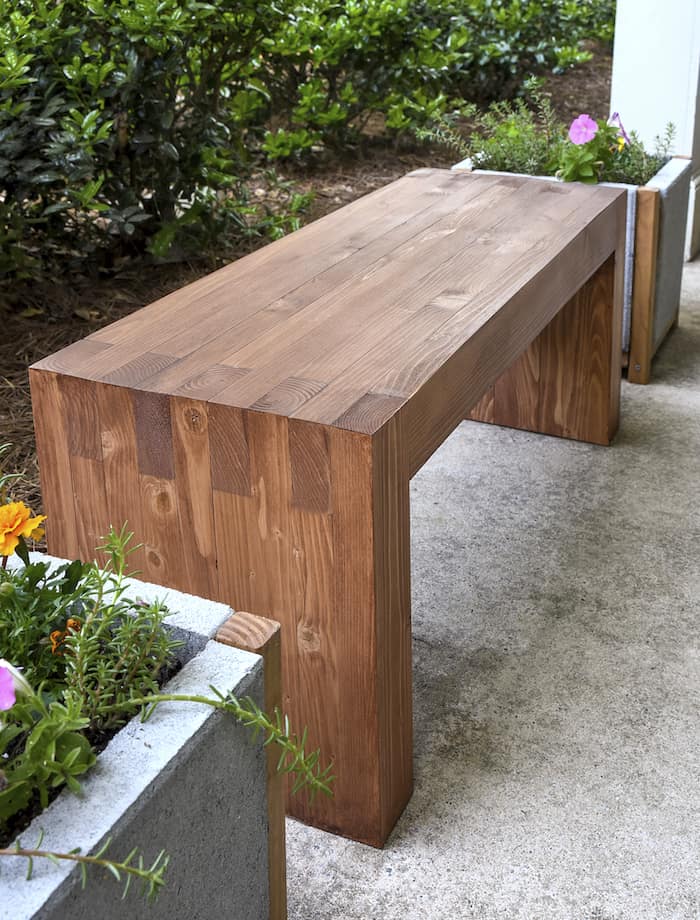 outdoor wood bench