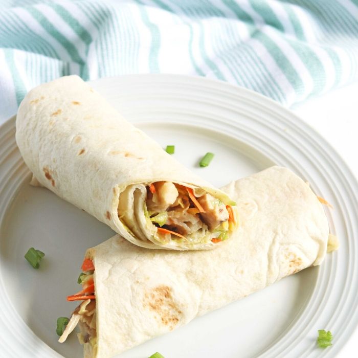 asian wraps on a white plate 