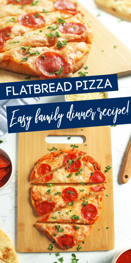 Flat Bread Pizza is the easiest weeknight flatbread pizza recipe. Whip this up for a quick and easy 20 minute dinner the whole family will enjoy. #passion4savings #pizza #flatbread #naan #pepperoni #easy #20minute #dinner #familyfriendly flatbread pizza