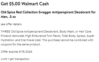 old spice deodorant walmart cash back
