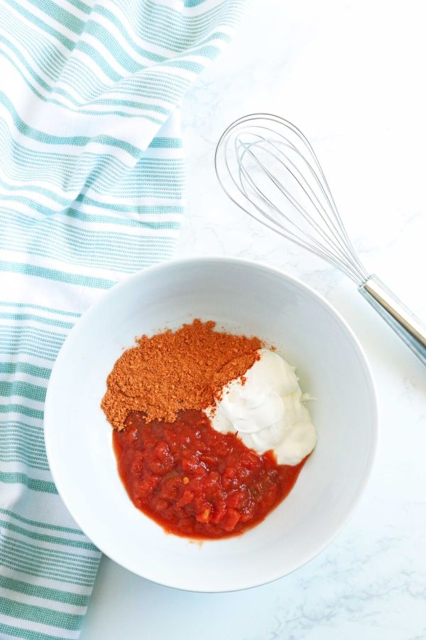 making southwest sauce in a bowl 
