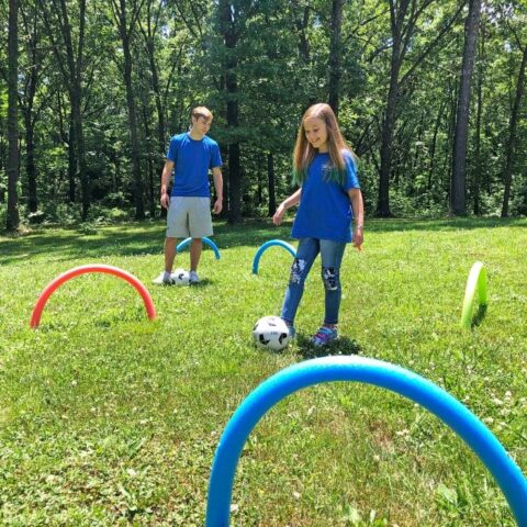 summer croquet with pool noodles