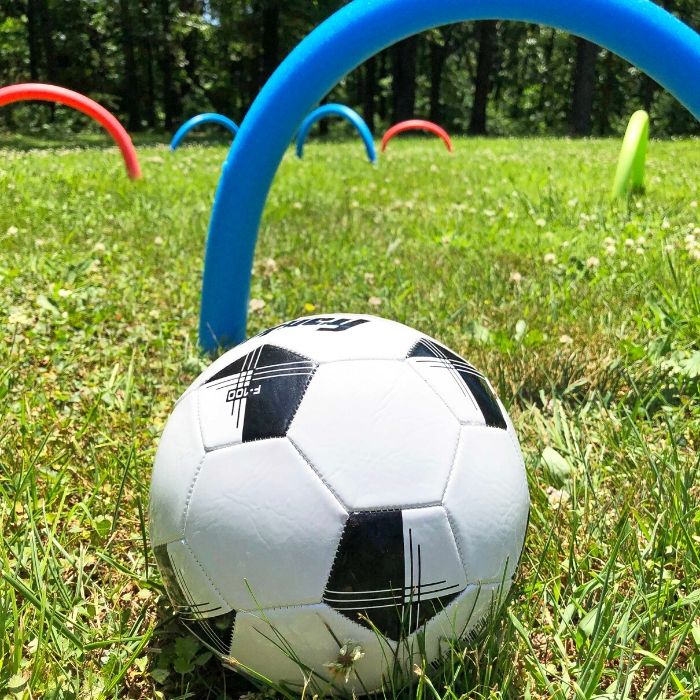 Have fun with this soccer croquet in your backyard using pool noodles! A fun life-size croquet game that is loads of fun and cheap to make. #passion4savings #croquet #poolnoodle #activity #cheap #affordable #outdoor #summer #fun summer croquet
