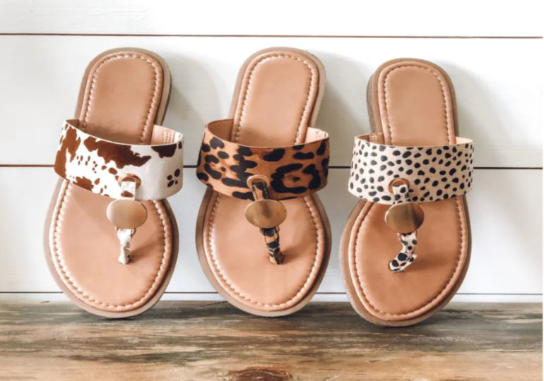 Animal Print T Strap Sandals (1)