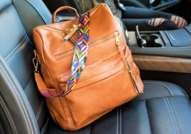 Convertible Bag on Sale - Brown bag with colorful strap