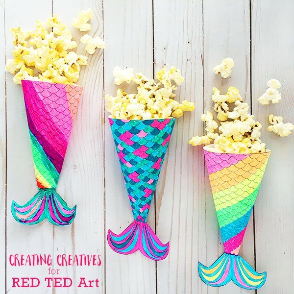 mermaid tail popcorn holders 