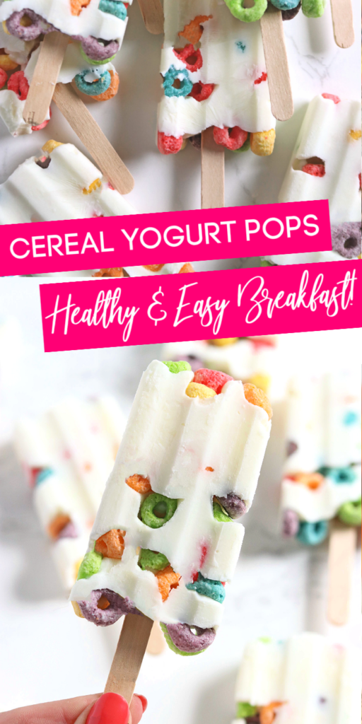 Cereal yogurt pops is an easy and delicious Greek yogurt popsicle that has crunch cereal in each bite. A kid friendly breakfast or snack! #passion4savings #yogurt #cereal #bars #popsicles #easy #kidfriendly #cerealpops cereal yogurt pops