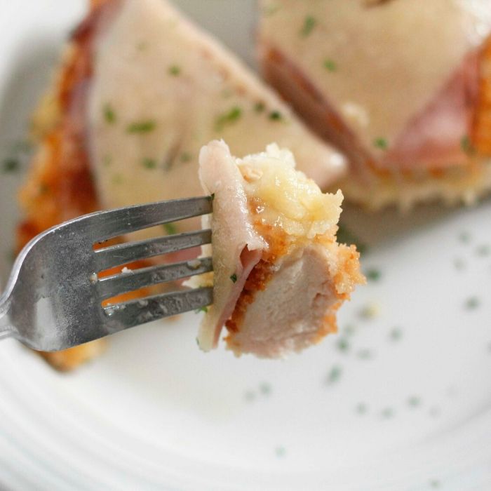 cordon bleu on a fork