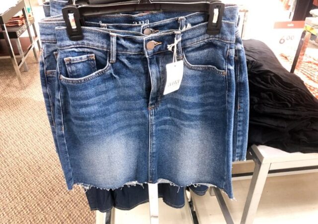 a.n.a Denim Skirt on Sale - skirt hanging in store