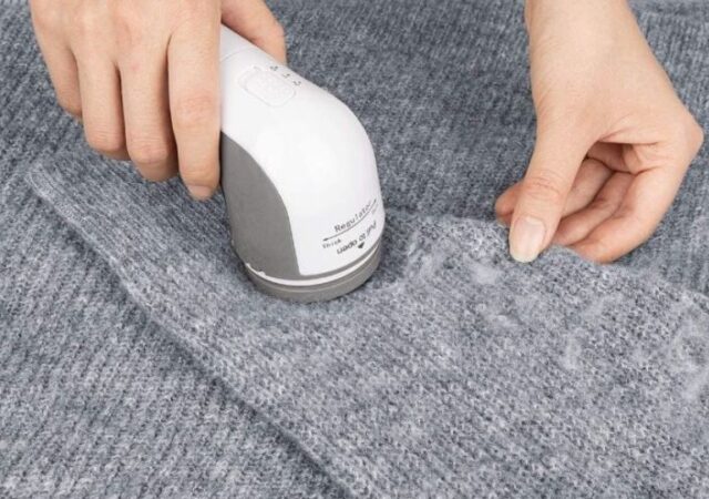 Fabric Shaver on Sale - woman using fabric shaver