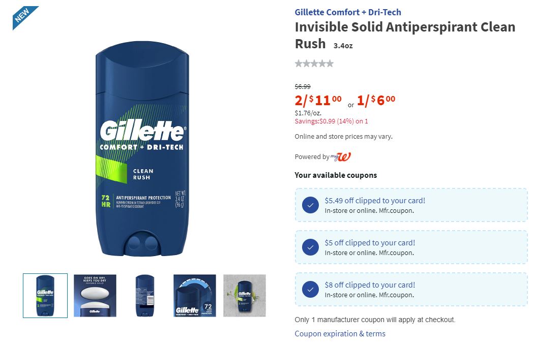 gillette deodorant