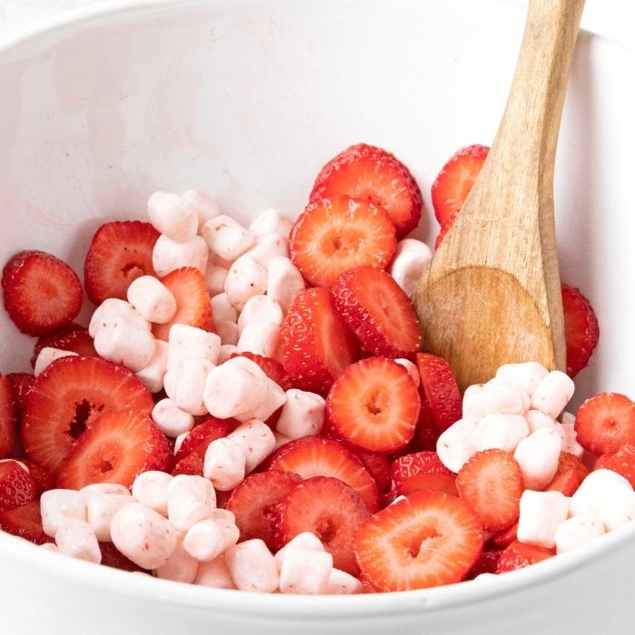 strawberry salad with marshmallows in a bowl