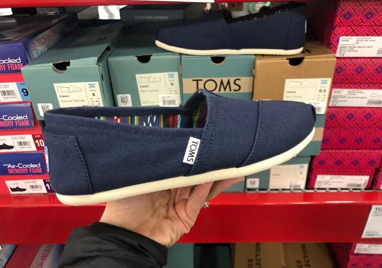 TOMS Teacher Appreciation Giveaway - holding shoe in store