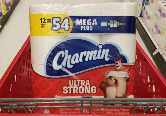 Where to Buy Toilet Paper - Charmin in shopping cart