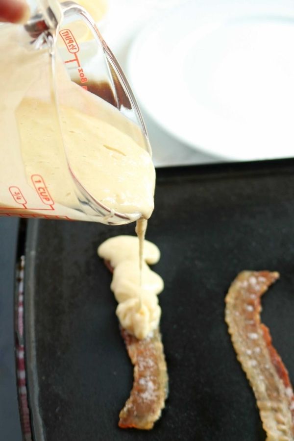 batter poured on bacon mixture 