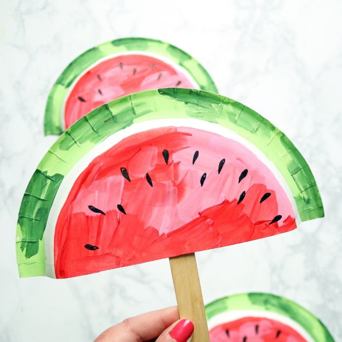watermelon fan of popsicle stick