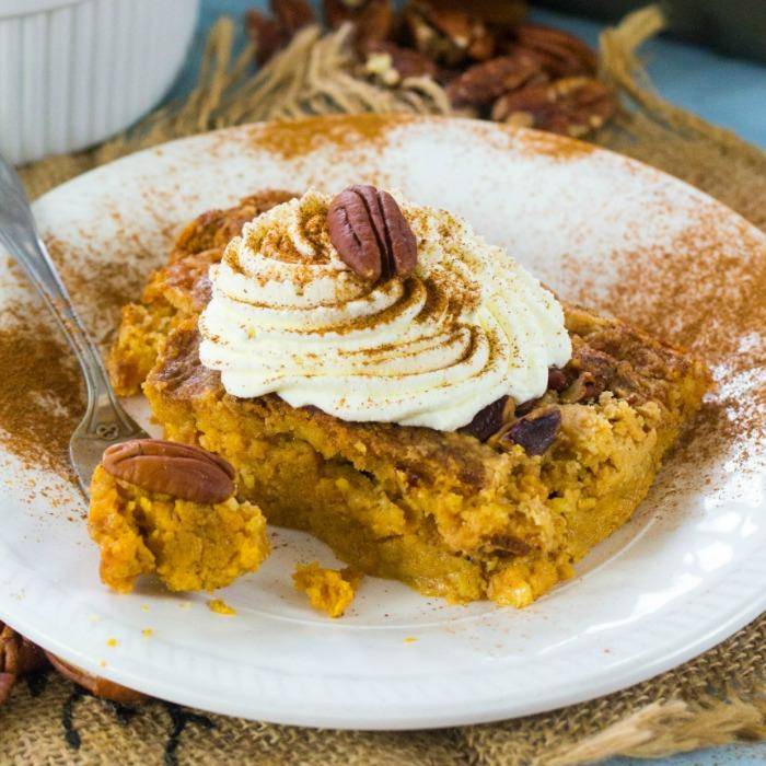 pumpkin dump cake on plate 