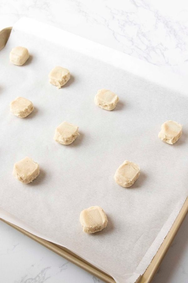 sugar cookies on a baking sheet 