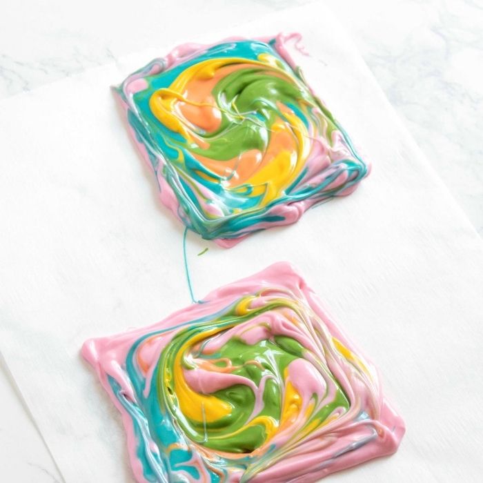 colored chocolate on wax paper 