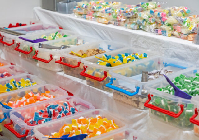 The Gold Ticket Treasure Hunt - candy in bins