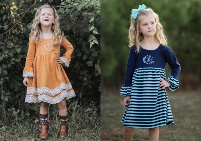 Girls Monogrammed Dresses - girls in dresses