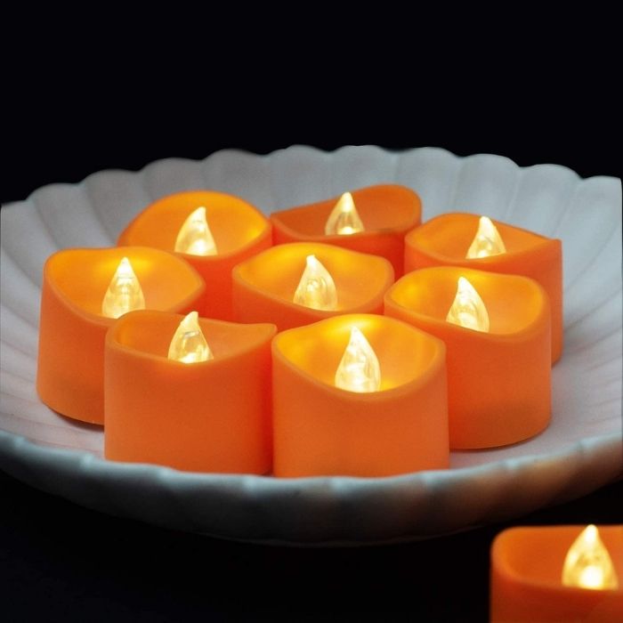 flameless orange candles 
