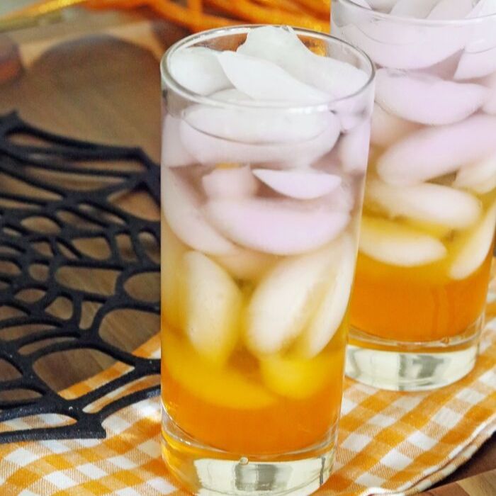halloween kid punch in a glass on table 