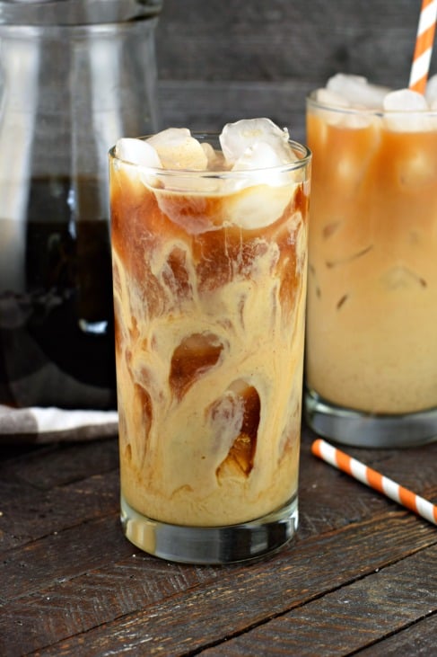 pumpkin cold brew in a glass 