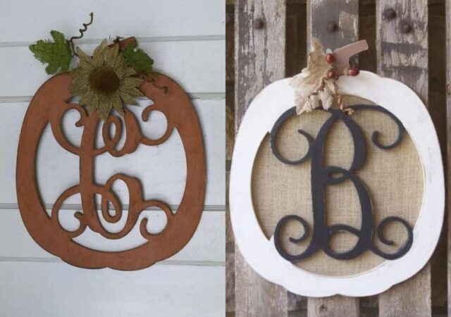 Pumpkin Monogram Signs - signs on walls