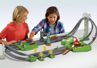 Hot Wheels Mario Kart Circut Trackset on Sale - kids playing with trackset
