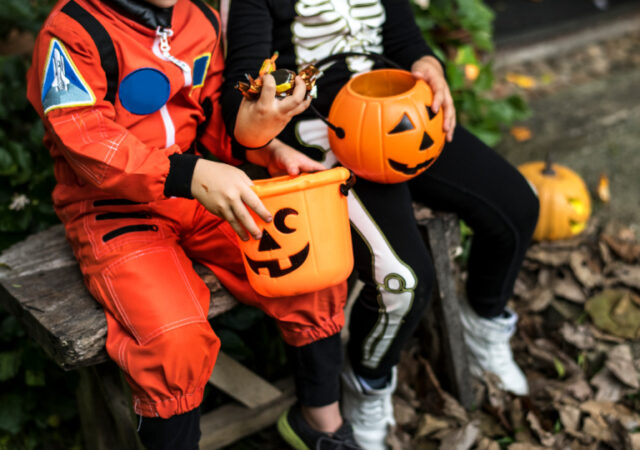 Trick or Treat at Walmart - two kids holding candy