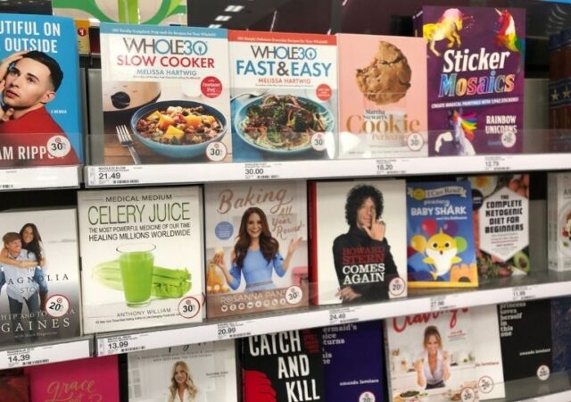 Amazon Cookbooks on Sale - cookbooks on shelf in store
