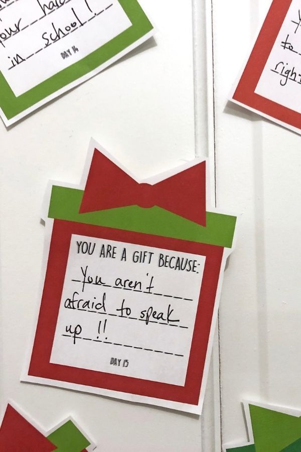 daily Christmas Printable For Kids on bedroom door