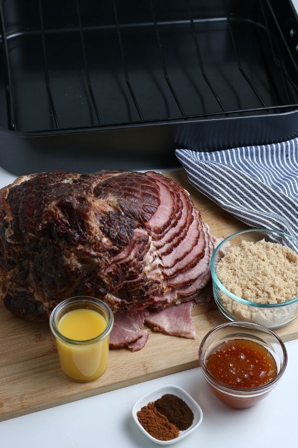 ham with ingredients on counter 