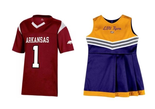 NCAA Apparel - arkanasa jersey and lsu cheer outfit