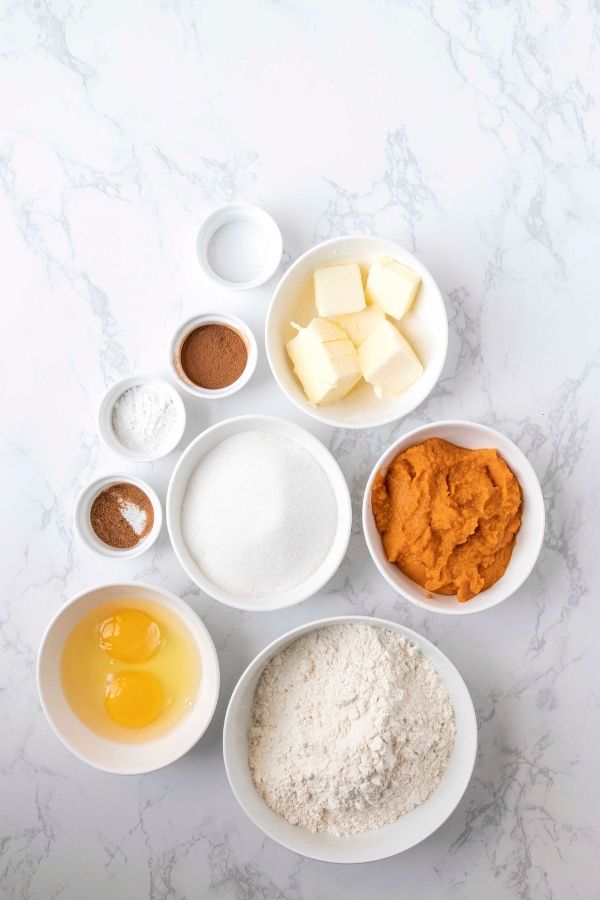 cookie ingredients on marble table